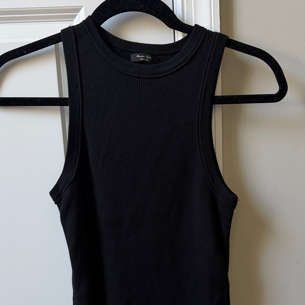 Massimo Dutti Black Ribbed Tank Top